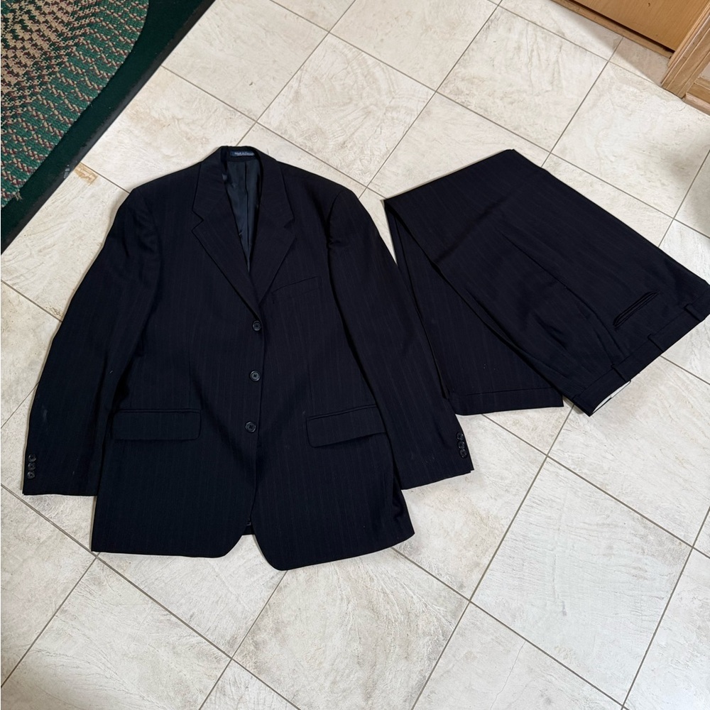 Vintage Kasper 100% Wool Pinstripe Suit | Men’s 42R Blazer & 36x32 Pants
